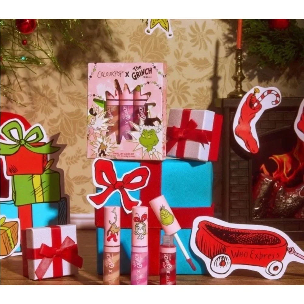ColourPop X The Grinch 3pk Merry Grinchmas Swirl Lip Gloss Gift Set Holiday NEW